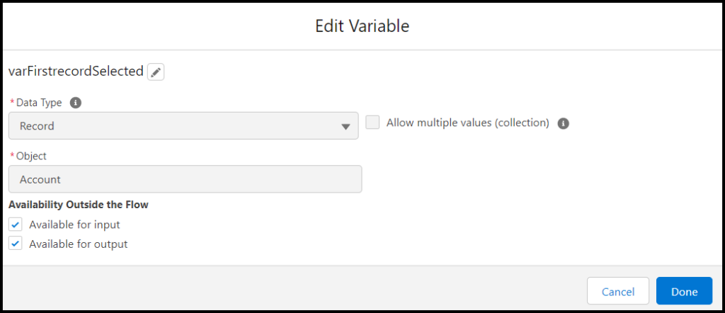 First Selected Row in Data table