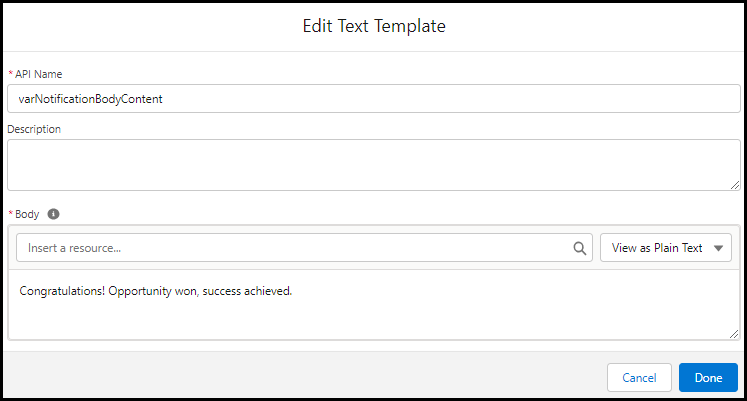 variable text template