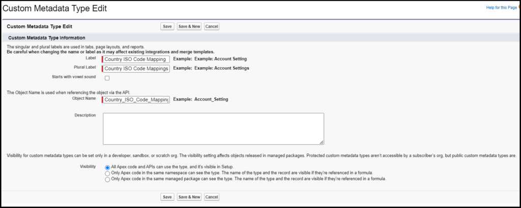 Custom Metadata creation