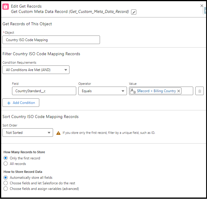 Query custom metadata in flow