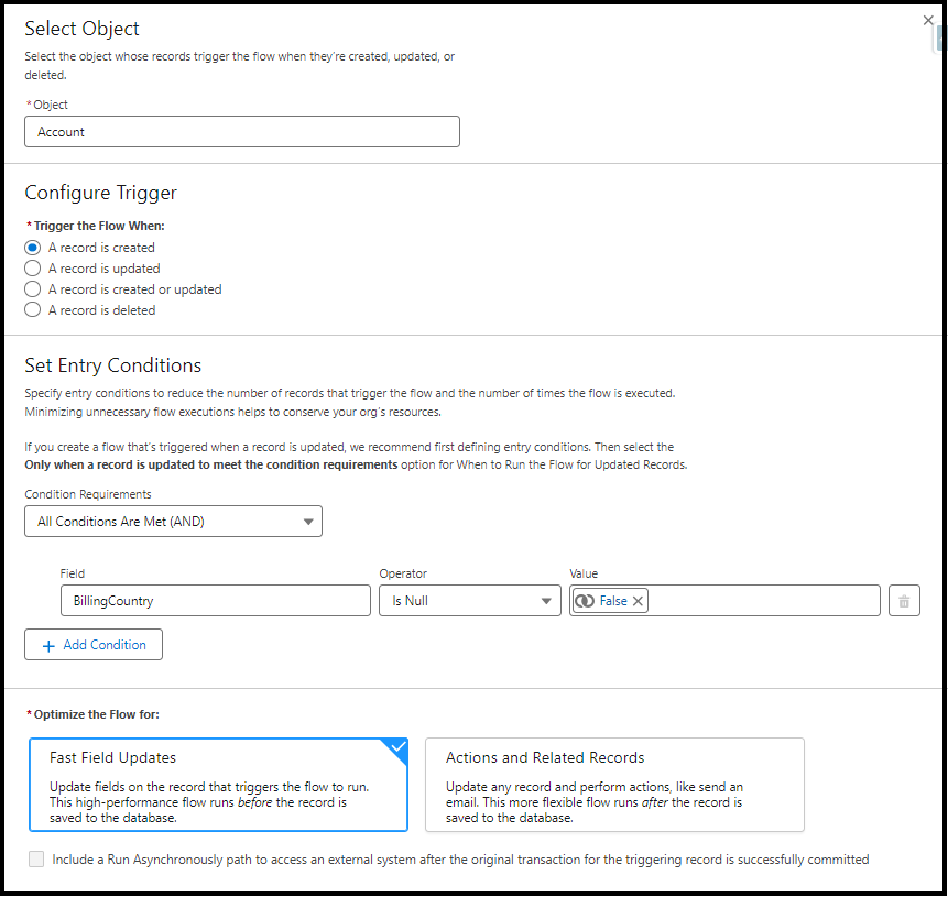 Record Triggered Configuration